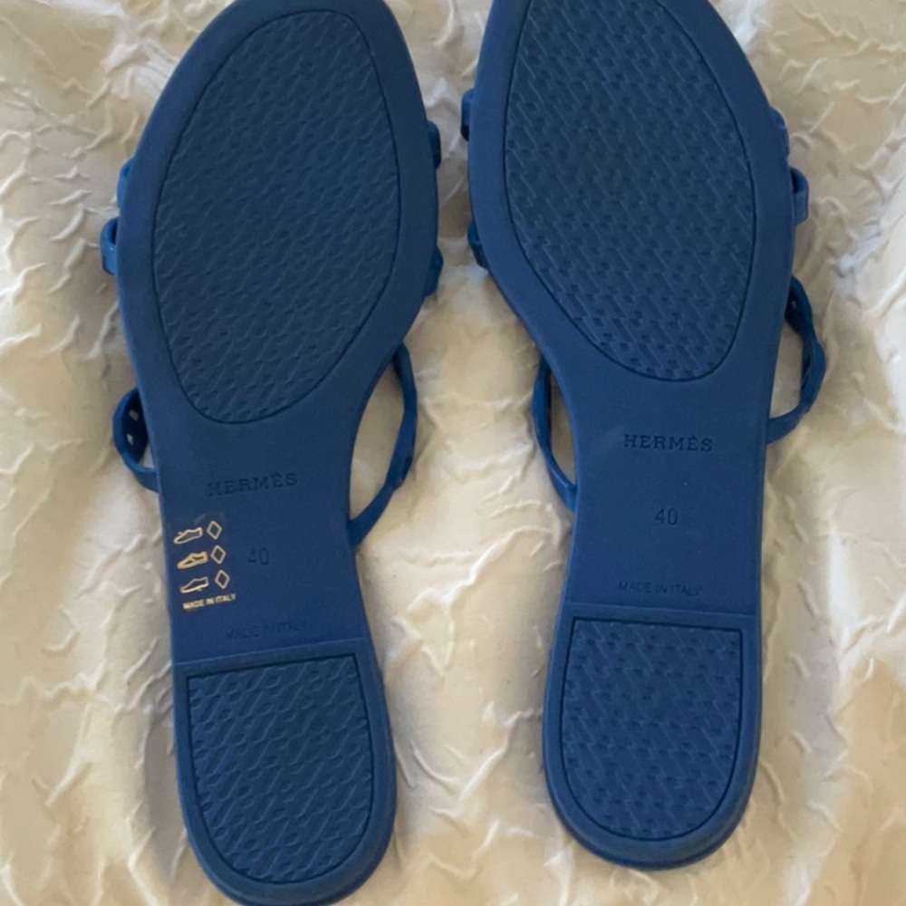NEW AUTH Hermes chain d’Ancre Rubber Rivage Sandals blue eu 40 9 9.5 10 - Picture 7 of 8
